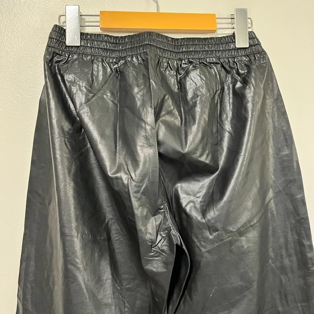 ZARA Faux Leather Jogger Pants Black Size S High Rise Tapered Fit - Picture 6 of 11